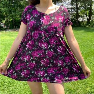 American Apparel  purple floral babydoll dress